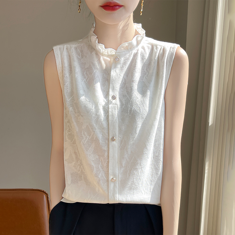 【叠穿好看】精纺扬子纱木耳边吊带内搭花边无袖打底背心