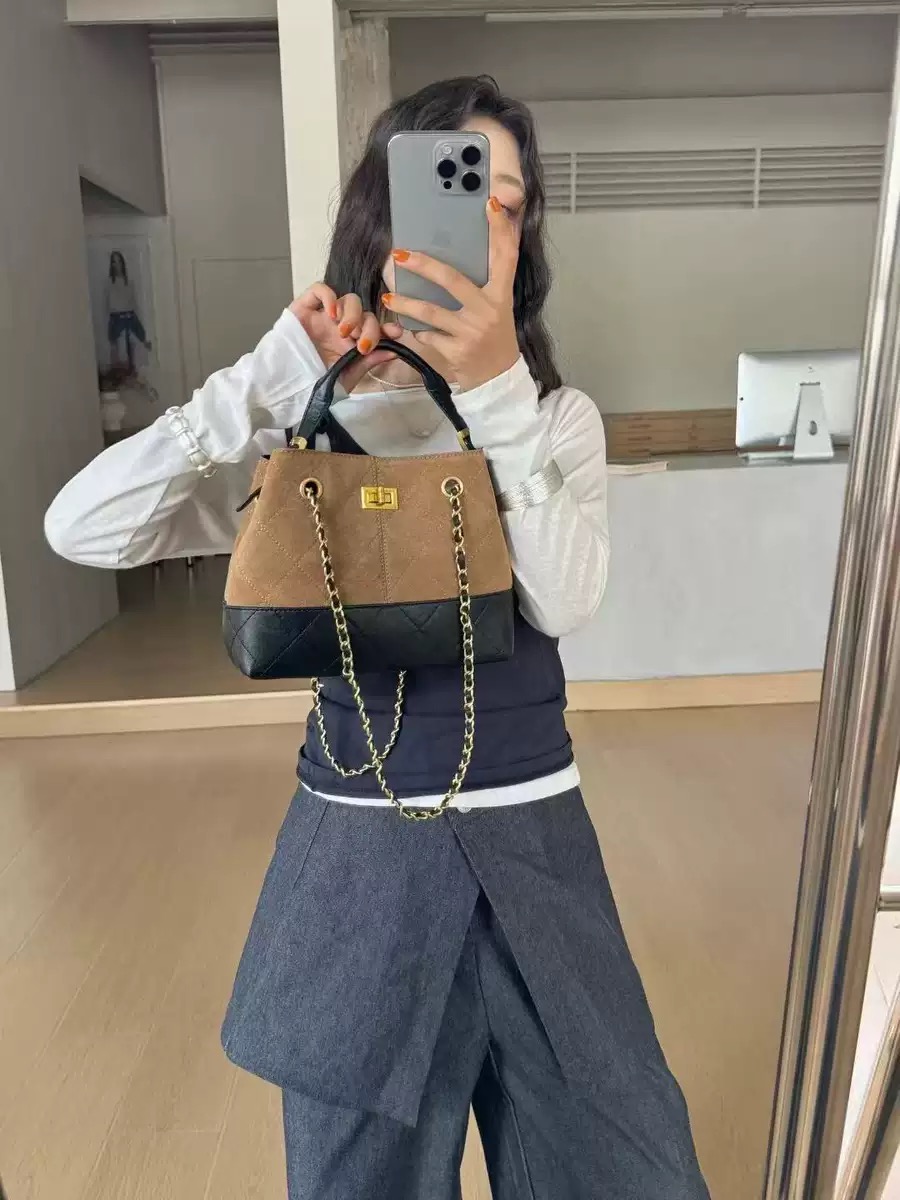 复古磨砂菱格小香风托特包2025秋冬新款