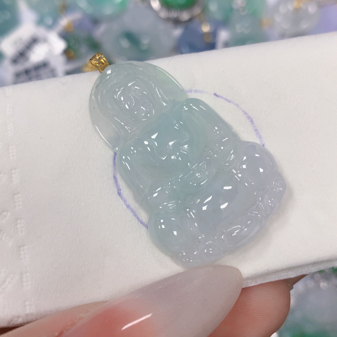 翡翠18K金镶嵌颈饰天然缅甸翡翠a货百元以上9元证书费自理