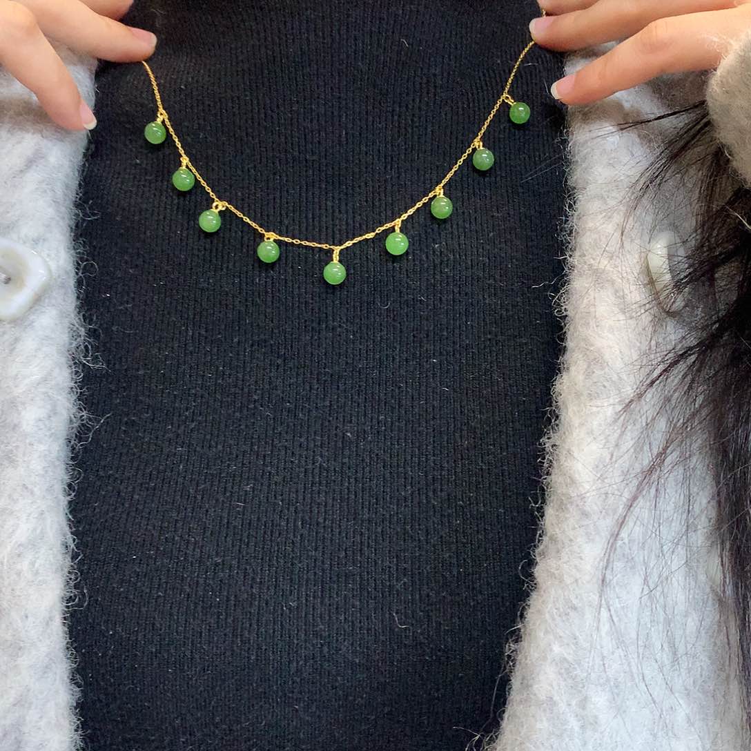 和田玉颈饰银S925镶嵌