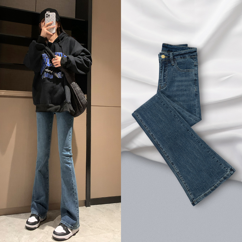 微喇牛仔裤女2025秋冬新款高腰显瘦喇叭裤复古蓝修身显高马蹄裤子