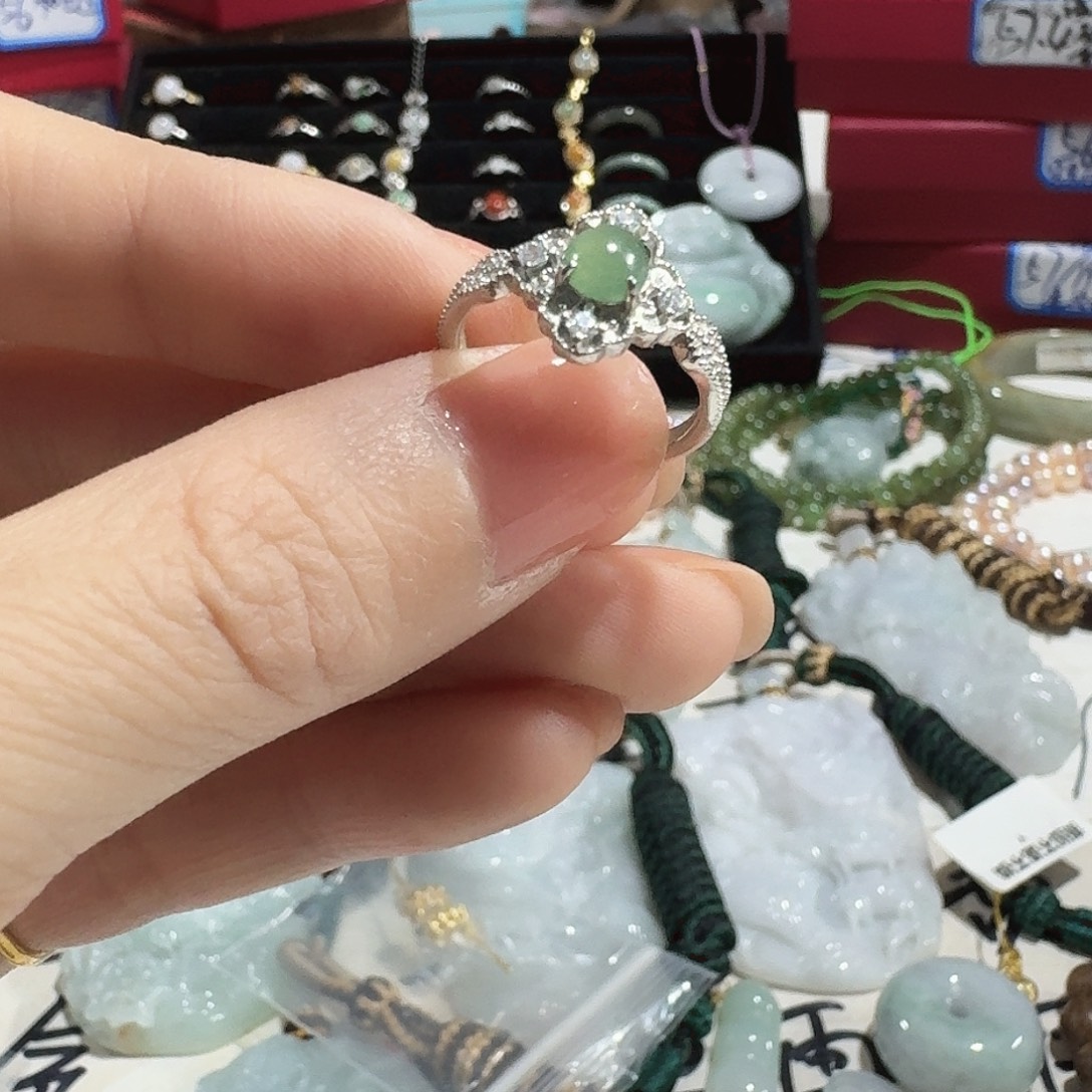 从***去翡翠银S925镶嵌颈饰5693