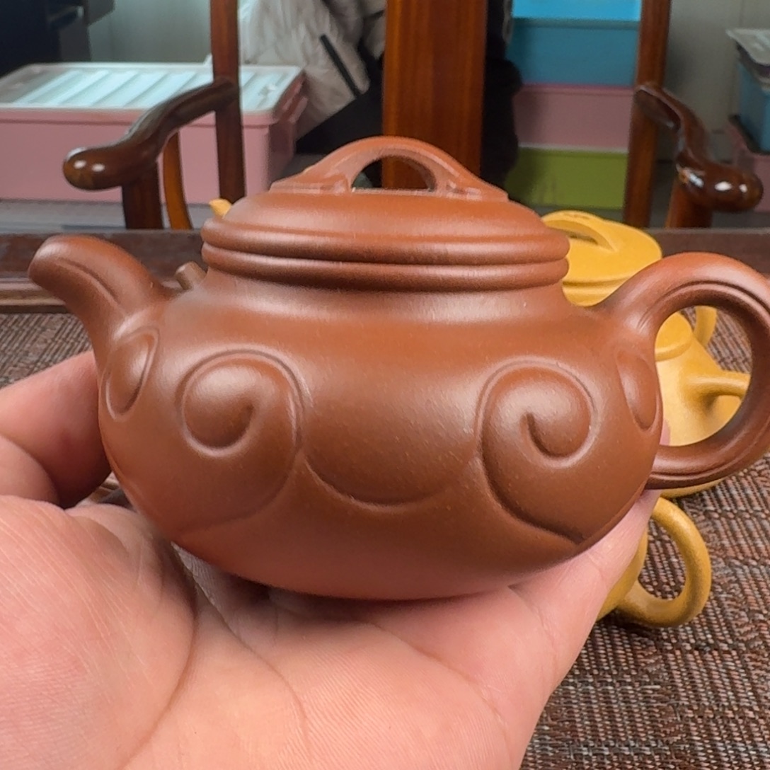 枫***洛紫砂茶壶紫砂壶全手仿古如意200cc