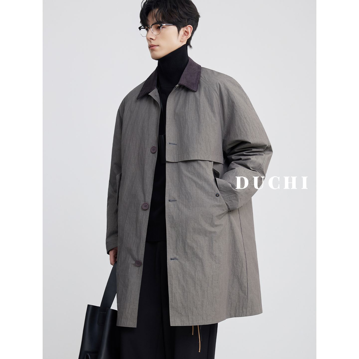 独驰巴恩风中长款轻薄羽绒服男冬季新款工装翻领高级鸭绒保暖外套