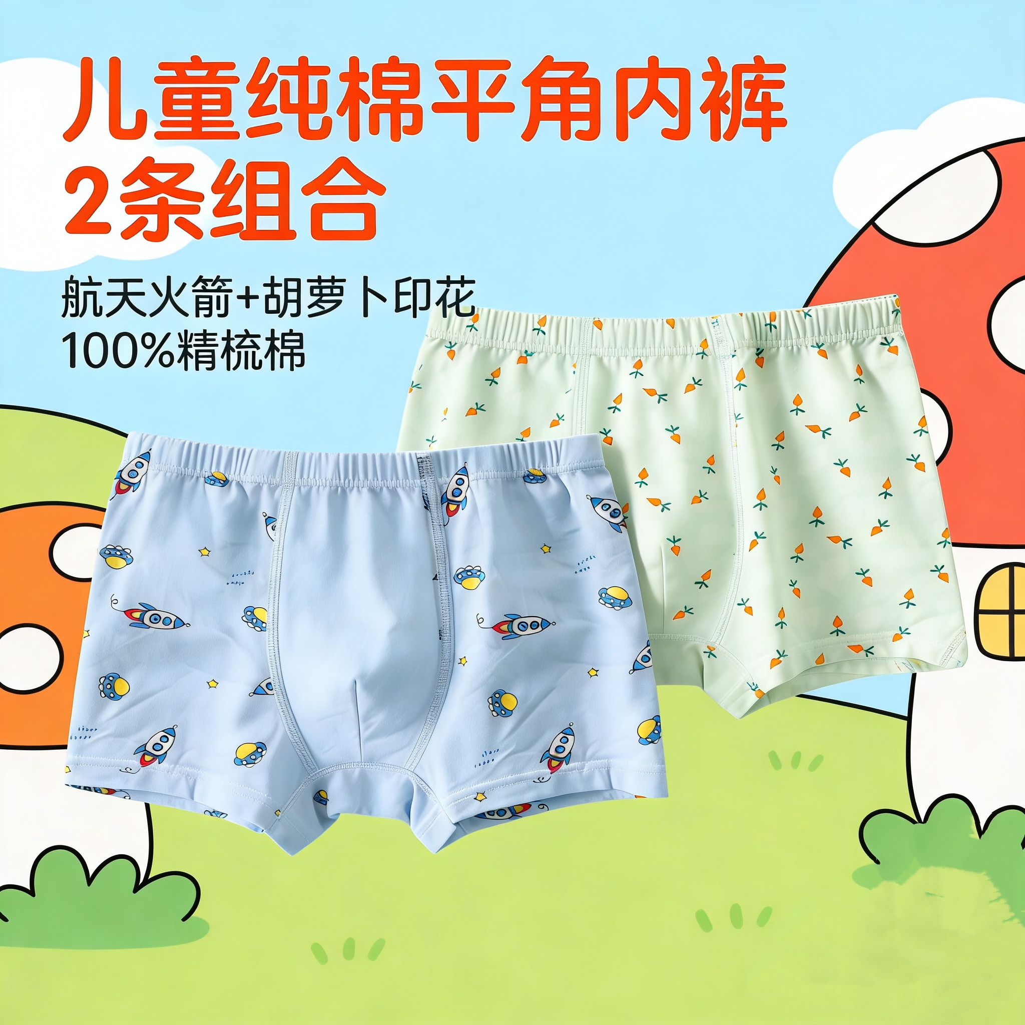 儿童男宝女宝四角内裤/300+花色随机