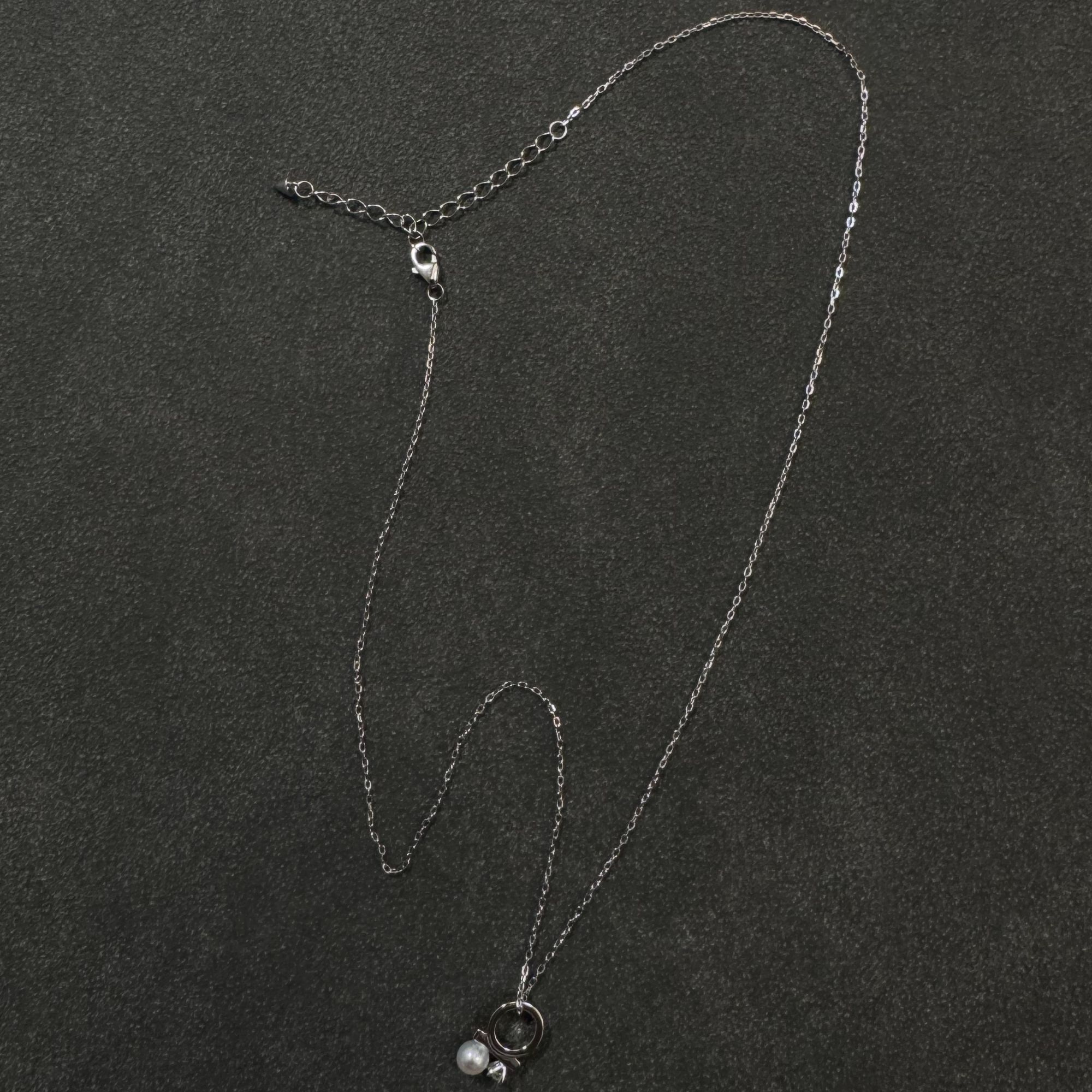 精致简约白色极光淡水珍珠小戒圈款银项链