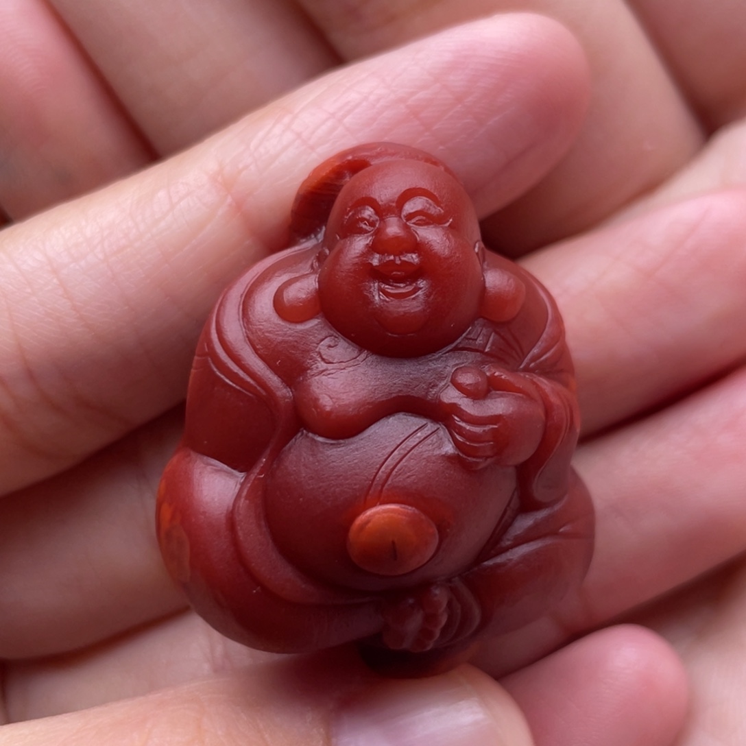 南红玛瑙未镶嵌珠宝奇石笑佛吊坠