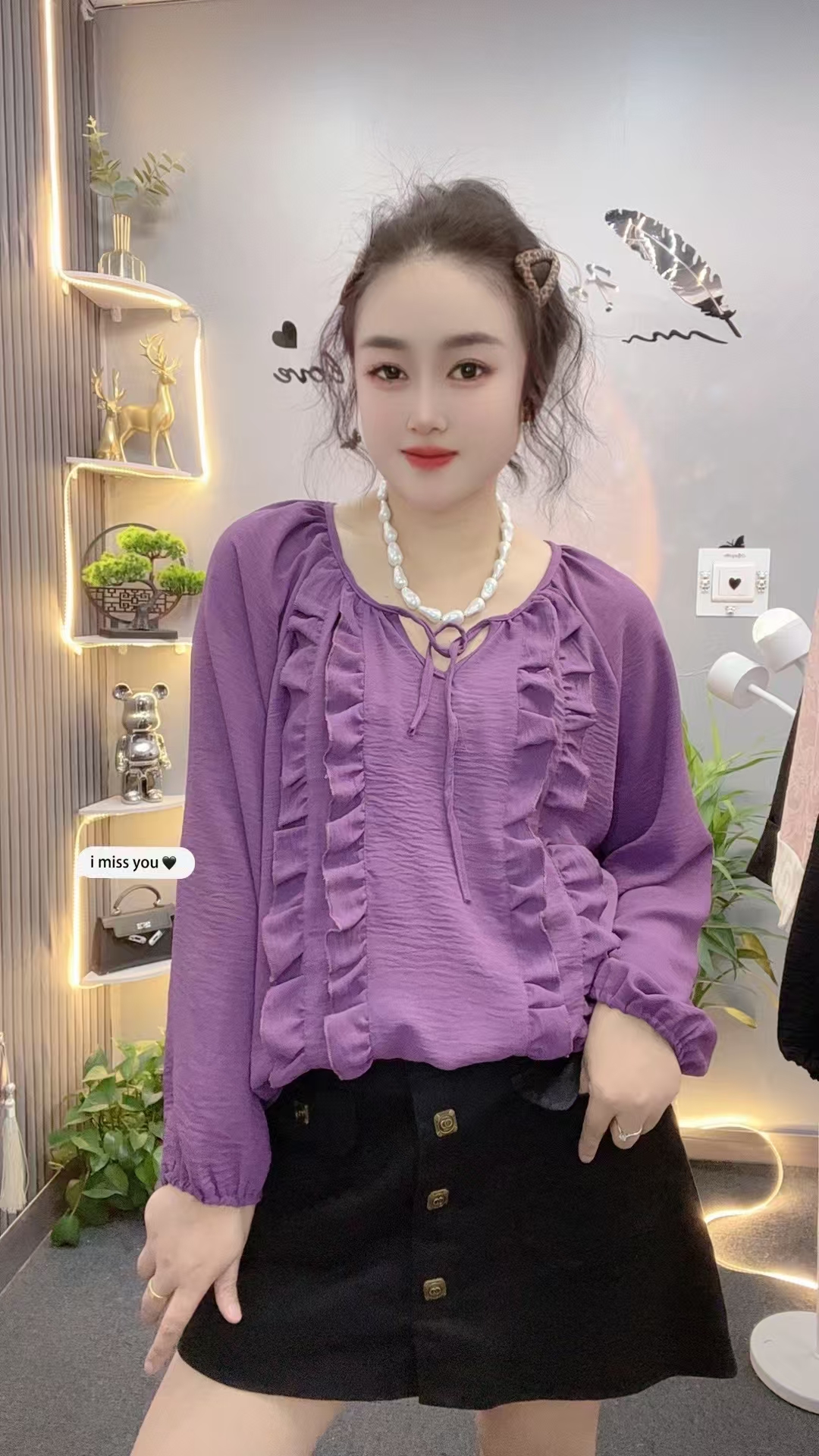 新款秋季大码女款法式木耳花边系带衬衫时尚洋气减龄宽松小衫上衣
