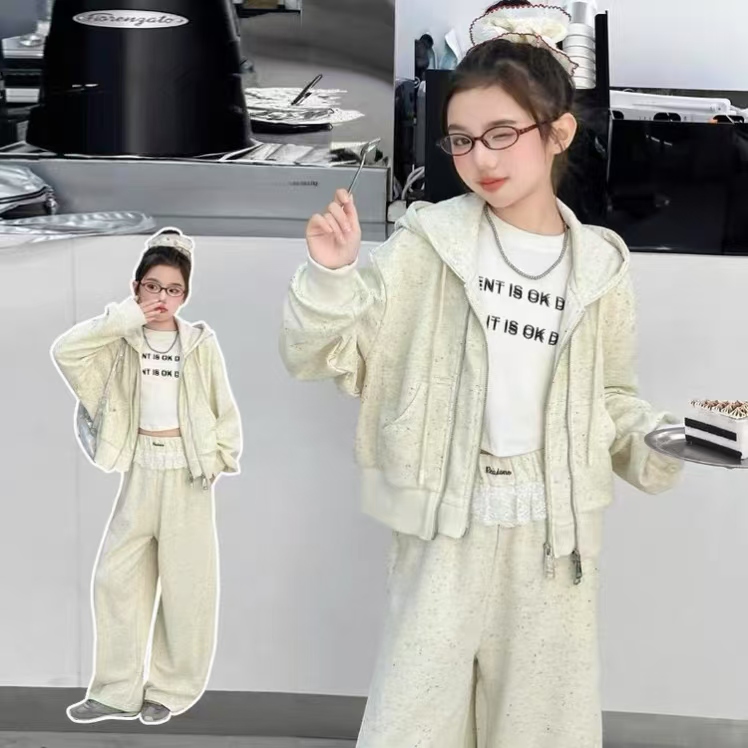 2025春彩点双拉链开衫蕾丝花边套装 D232 232 N XF