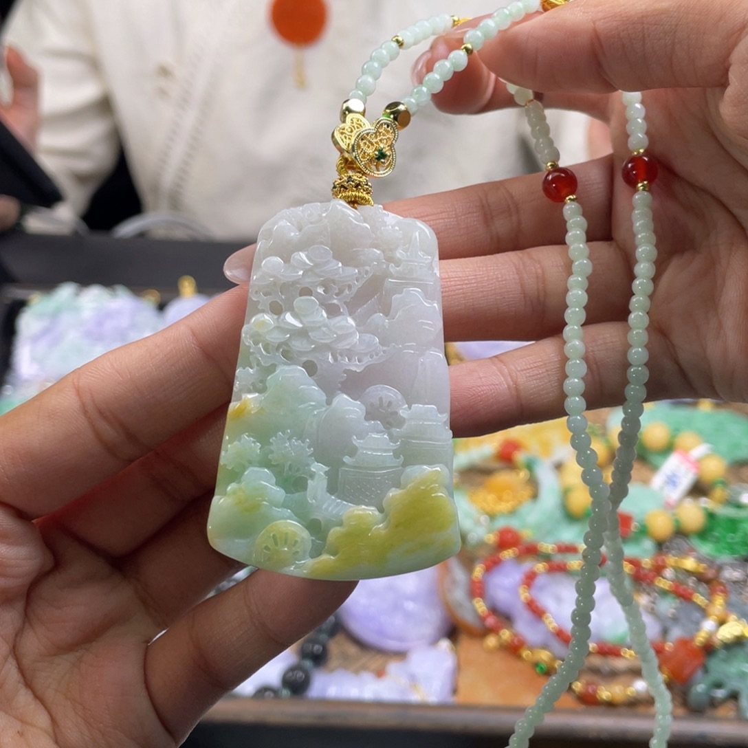 翡翠未镶嵌颈饰代编织