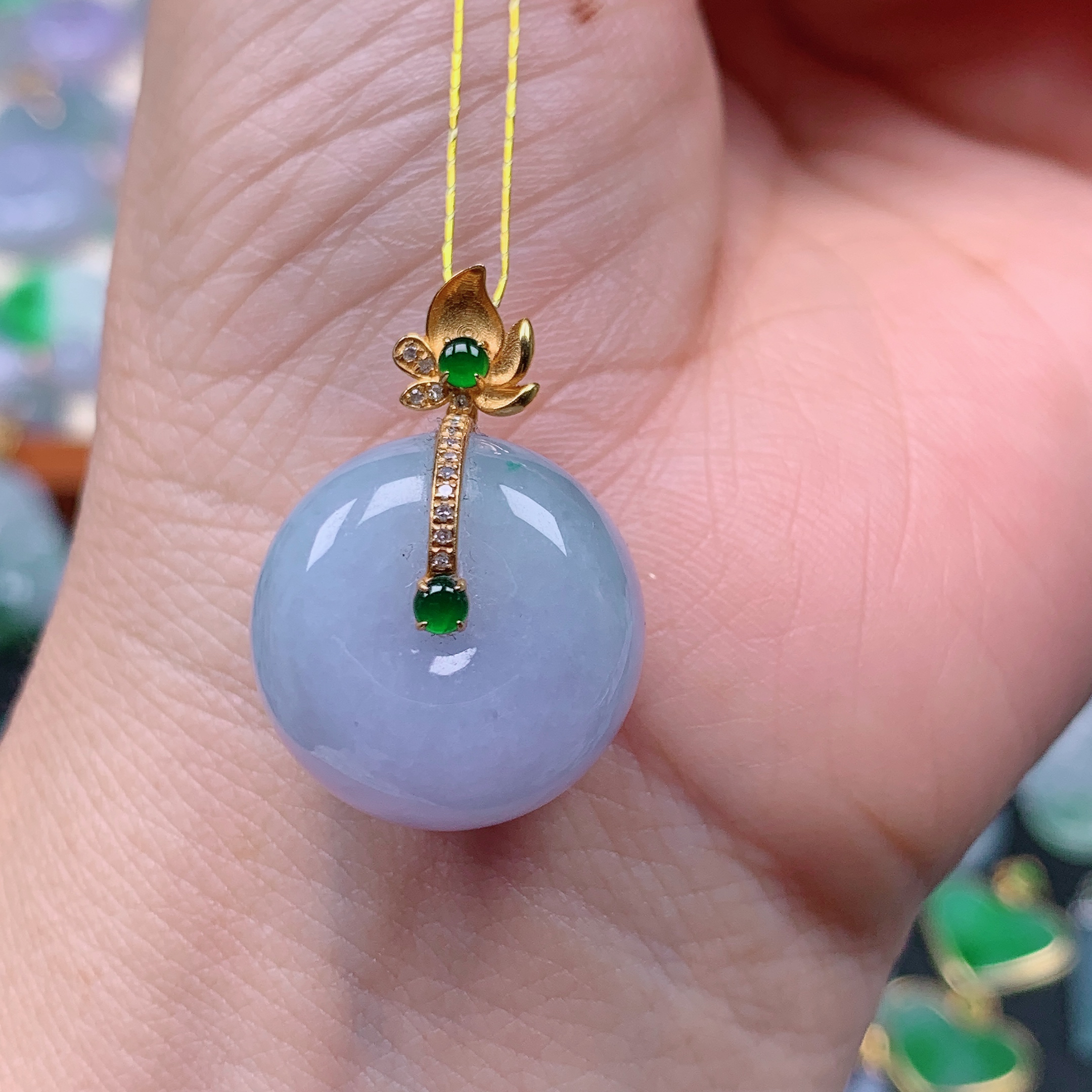 缅甸天然A货翡翠，紫罗兰面包扣，编号9/1225尺19-13.2