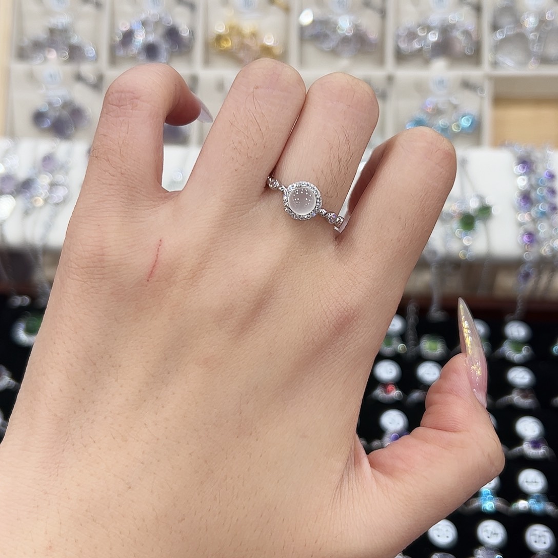 雾***深蛇纹石玉银S925镶嵌戒指