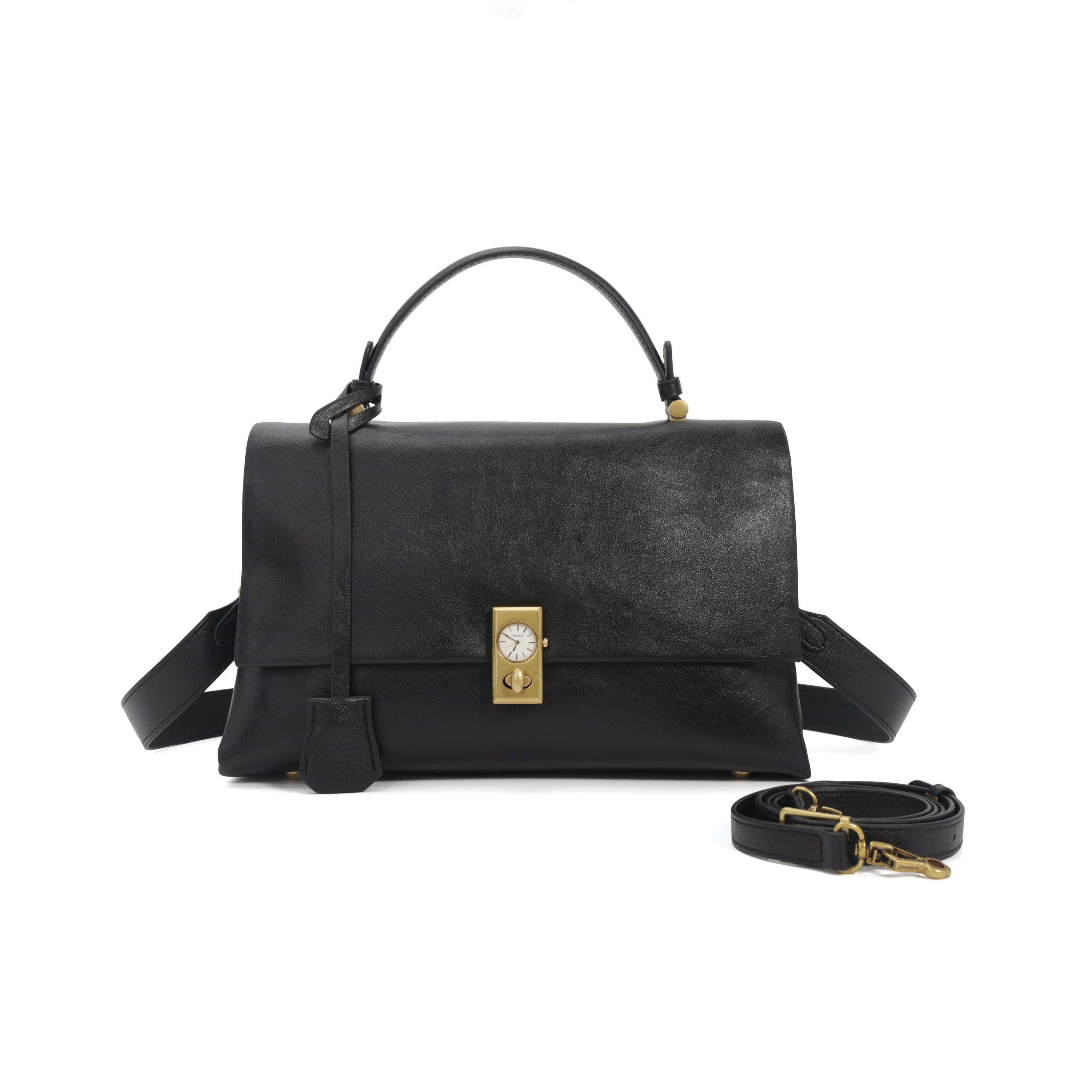 [钟爱星海]新款高级感大容量邮差包双隔层手提单肩斜挎包2563黑色