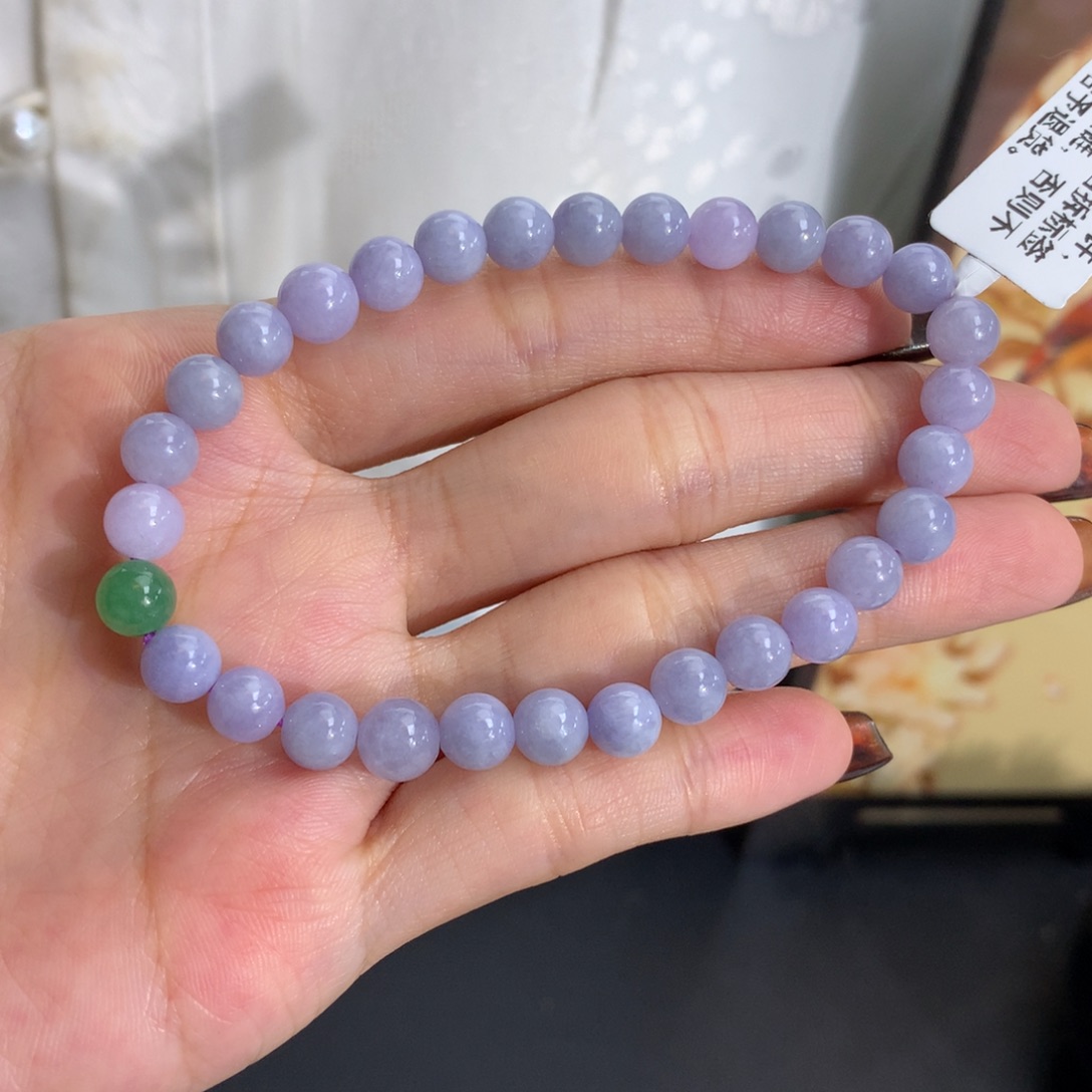 翡翠未镶嵌手串卡6.5细润紫手串