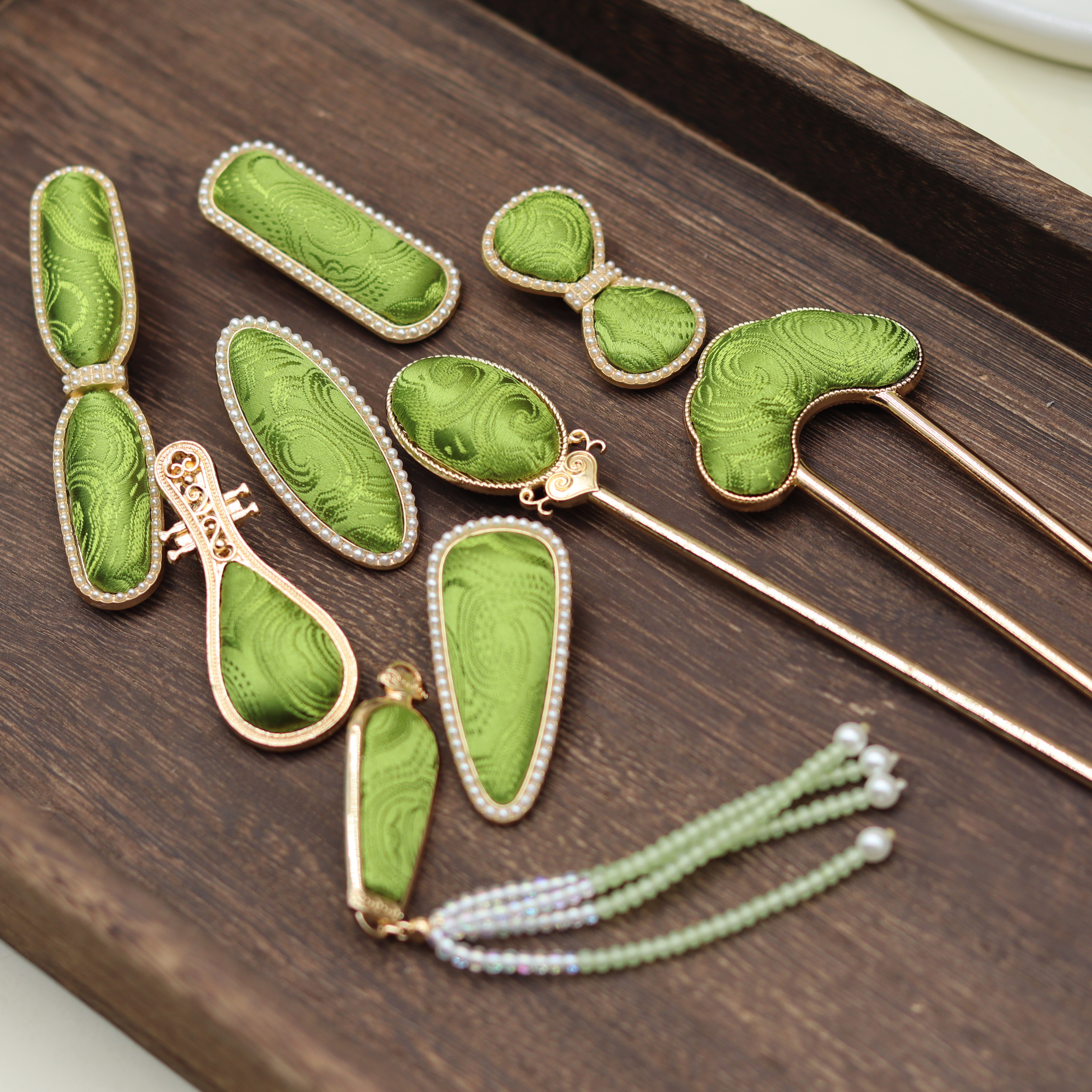 葱葱 织锦夹子发夹边夹簪子发簪胸针头饰发饰