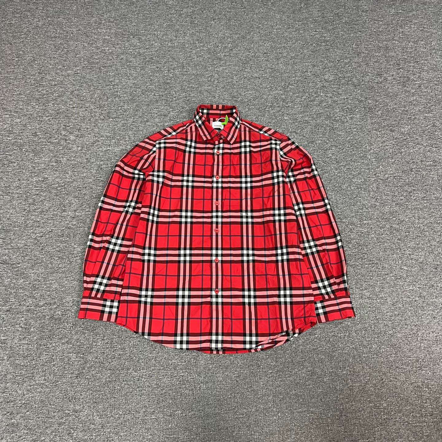 99新 Alexander McQueen/亚历山大·麦昆 Burberry 红色格纹衬衫 M