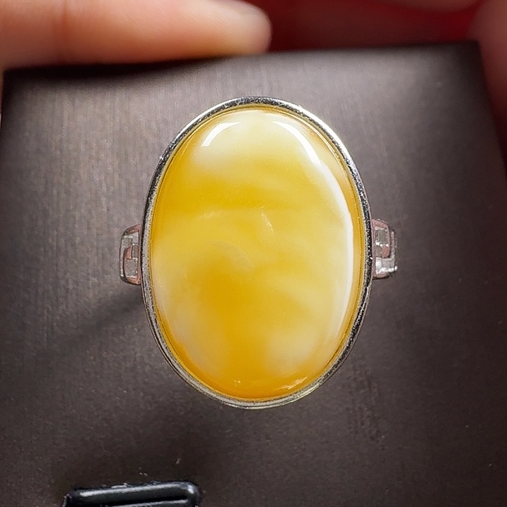 蜜蜡银S925镶嵌戒指戒指