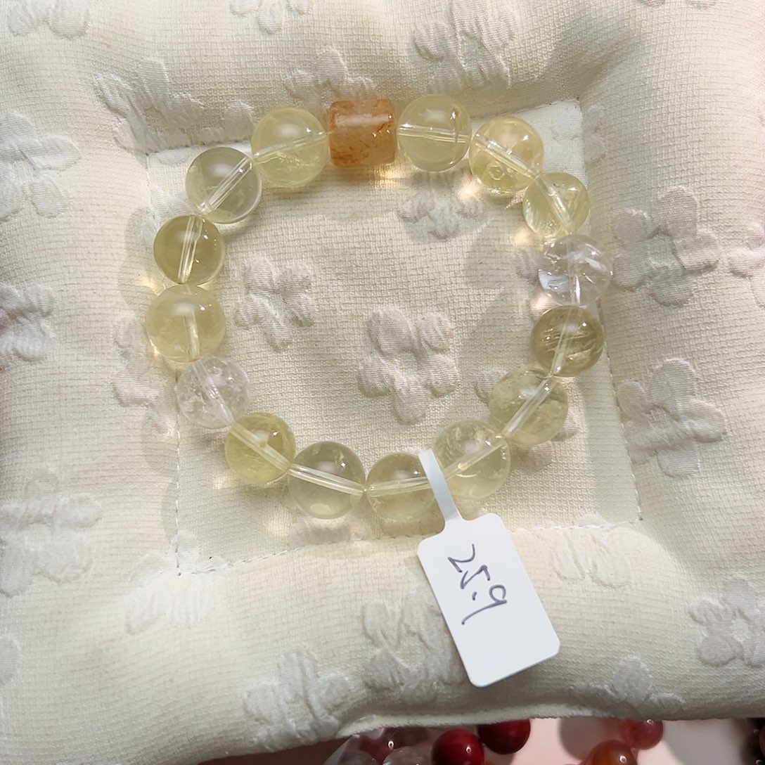 烟晶手链银S925镶嵌黄的