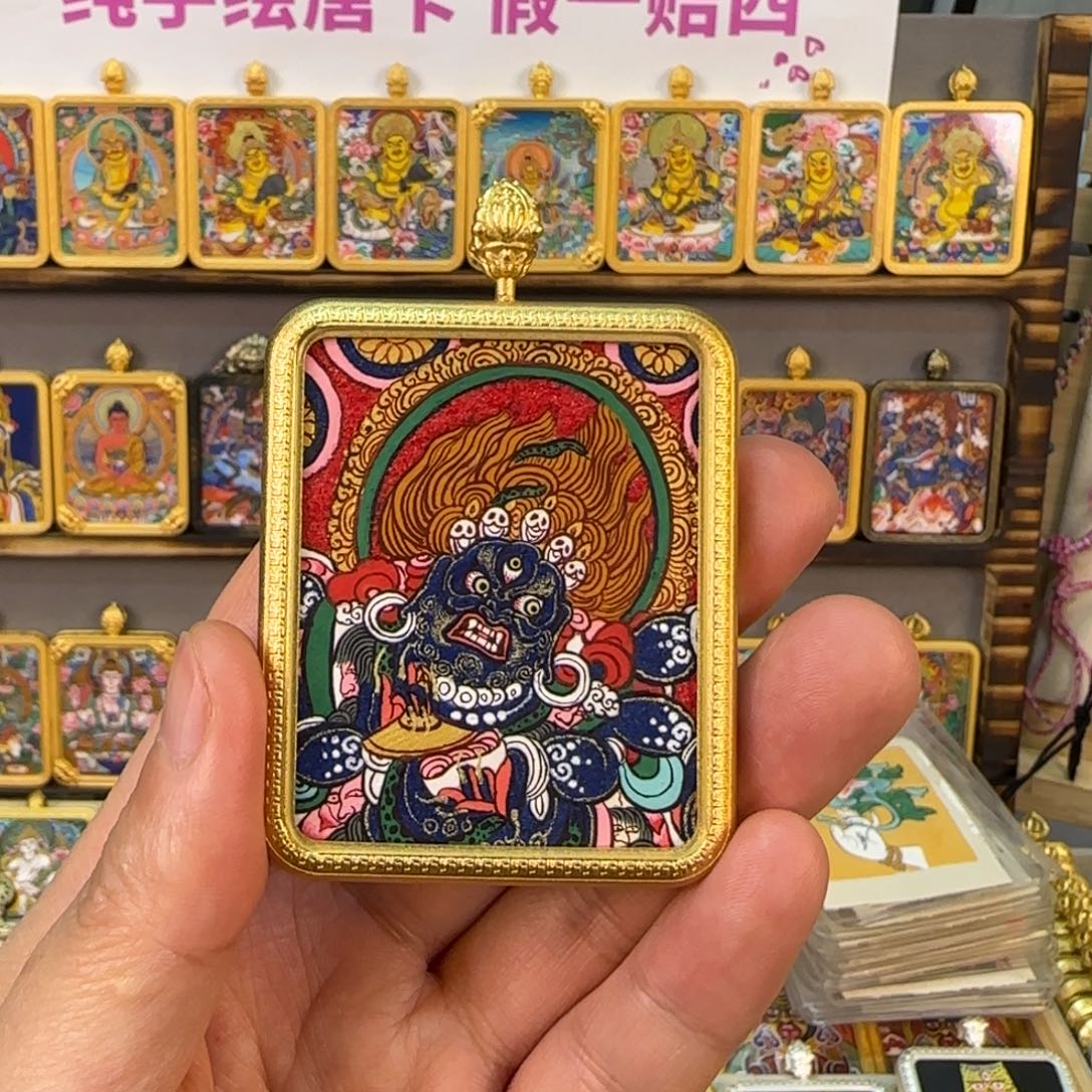 吊坠热贡纯手绘【大黑天半身】非遗文化