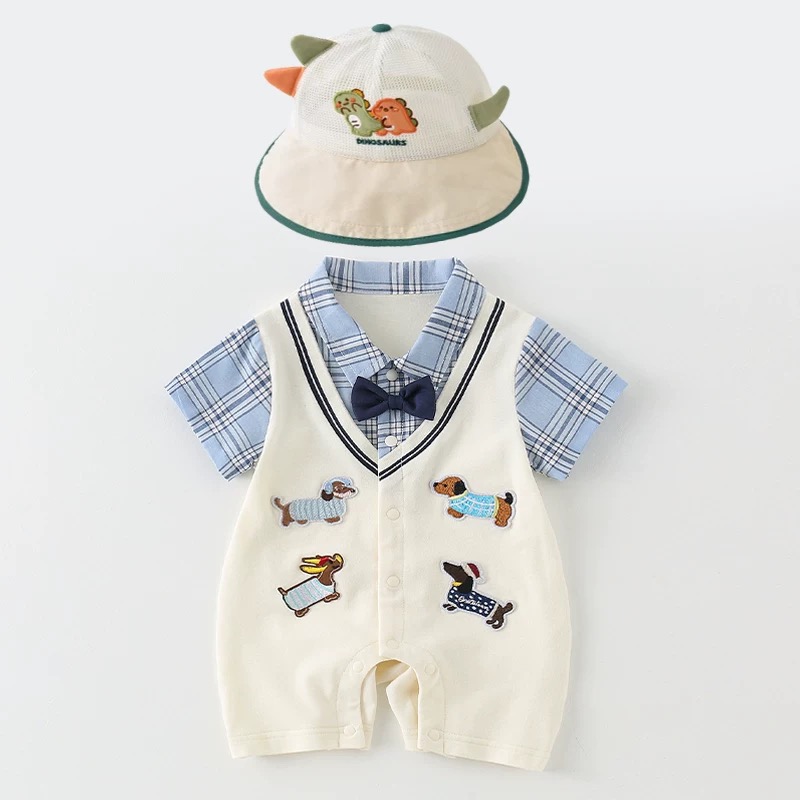 四季男女童套头爬服绅士套装（直播间扣号链接图片）