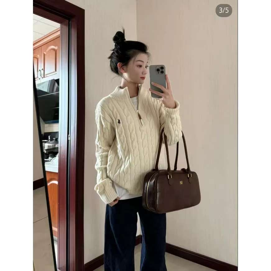 【小陈】拉链打底衫长袖针织衫半高领高领毛针织秋季网红毛衣#10