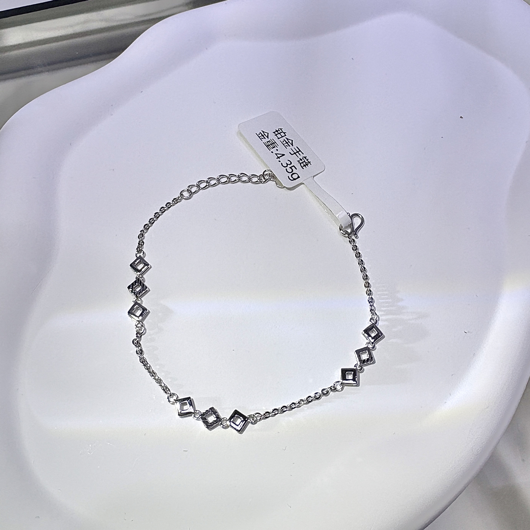 铂金pt950菱形高级感手链轻奢气质百搭