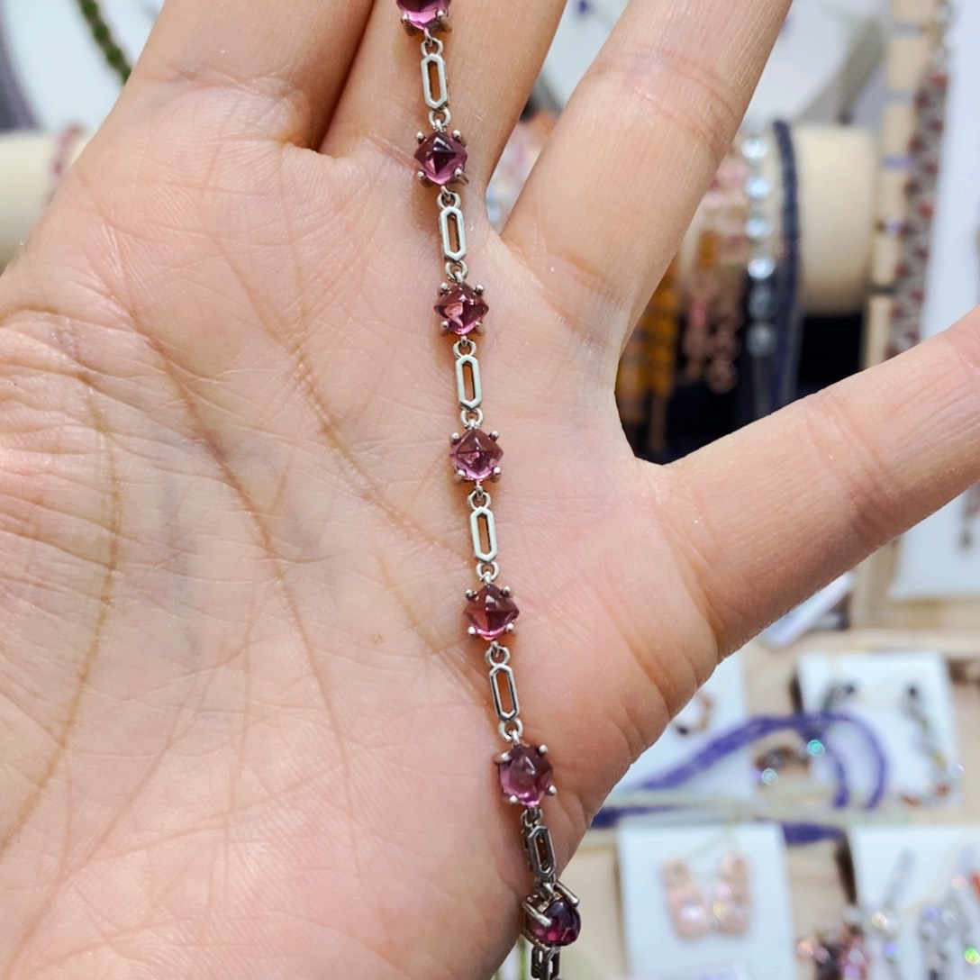 石榴石手链银S925镶嵌
