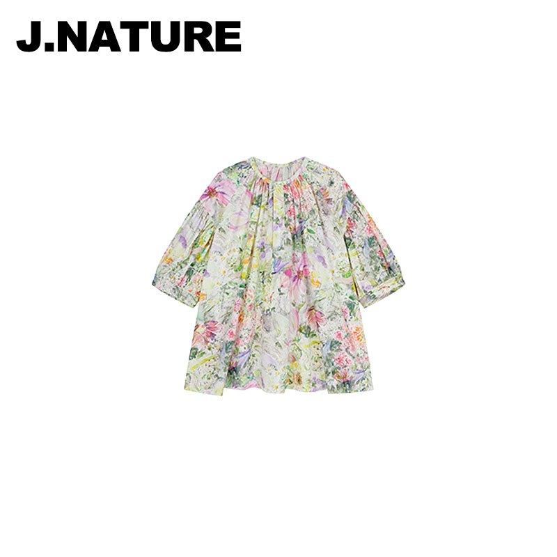JUST NATURE ｜夏新品时尚宽松碎花轻透中袖衬衫女