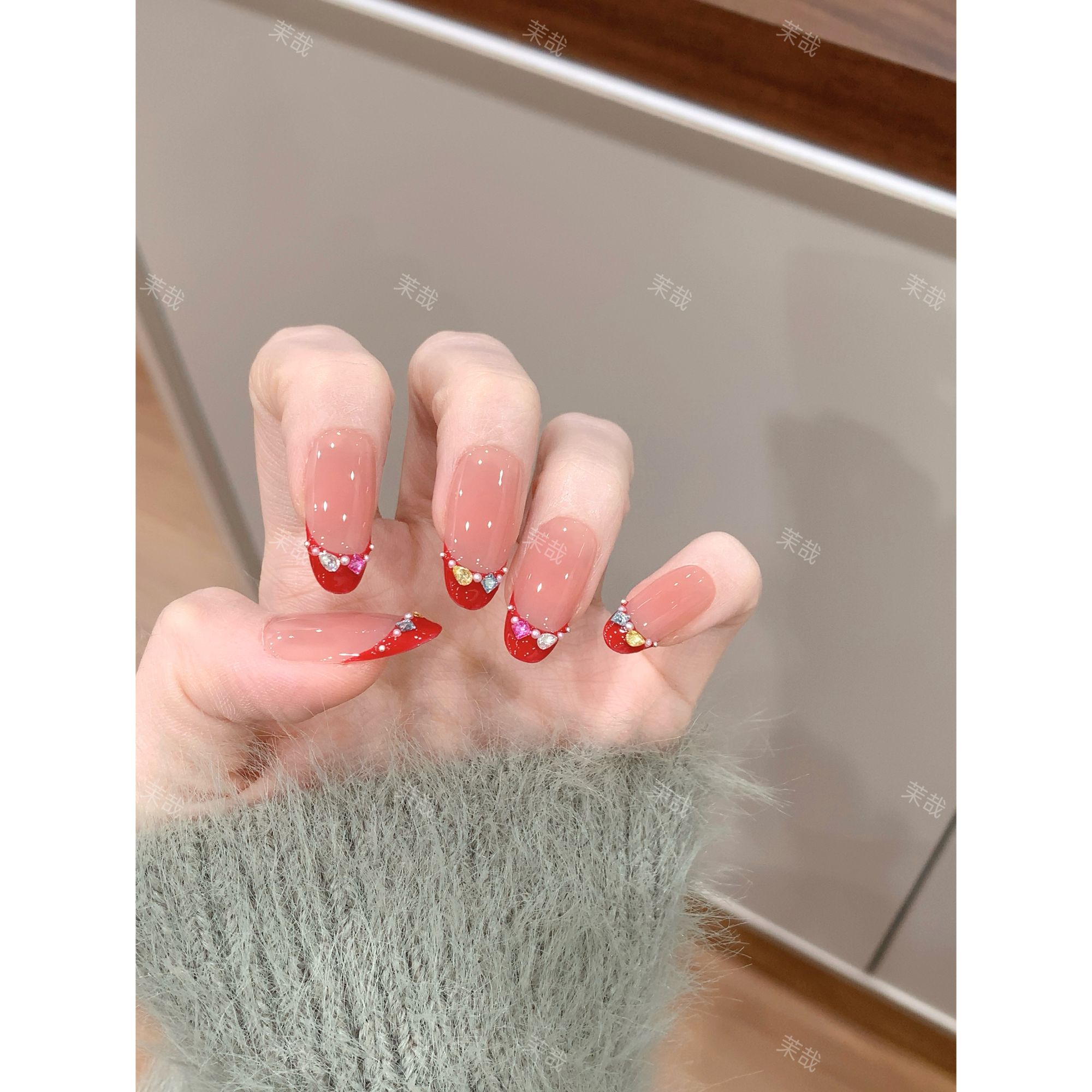 茉哉【堇色流萤】纯手工定制美甲拆卸穿戴甲A5120