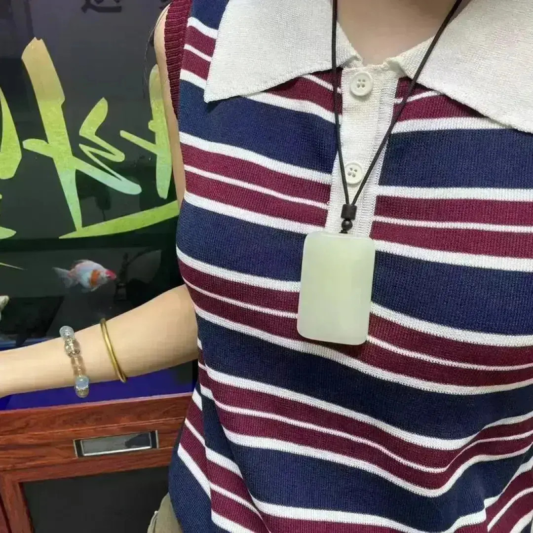 {新粉福利}4*6天然青海无事牌手工白色时尚百搭