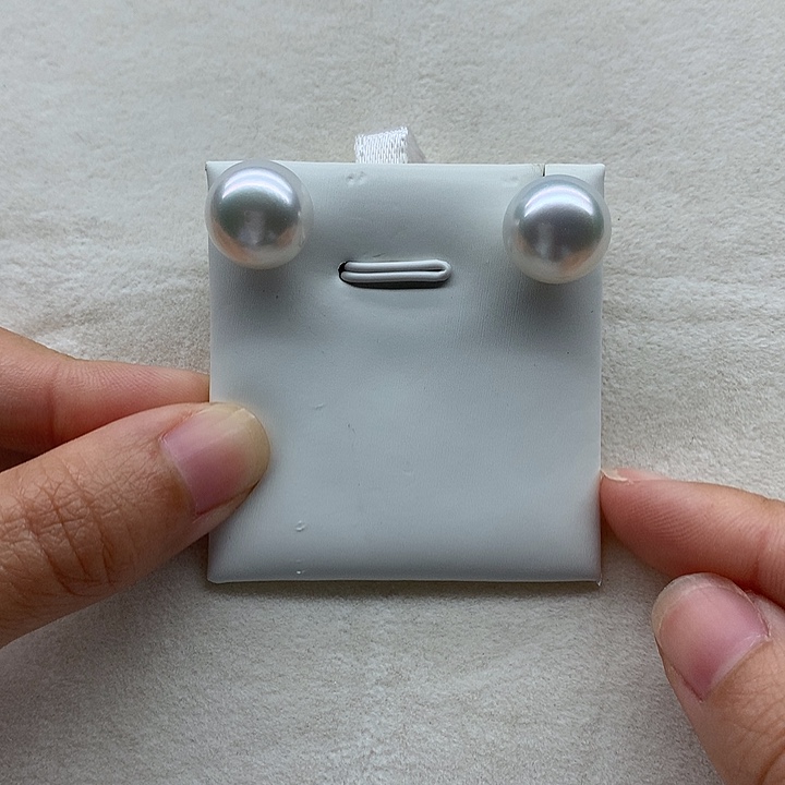 海水珍珠耳饰银S925镶嵌海水冷光澳白耳钉12.5-13mm