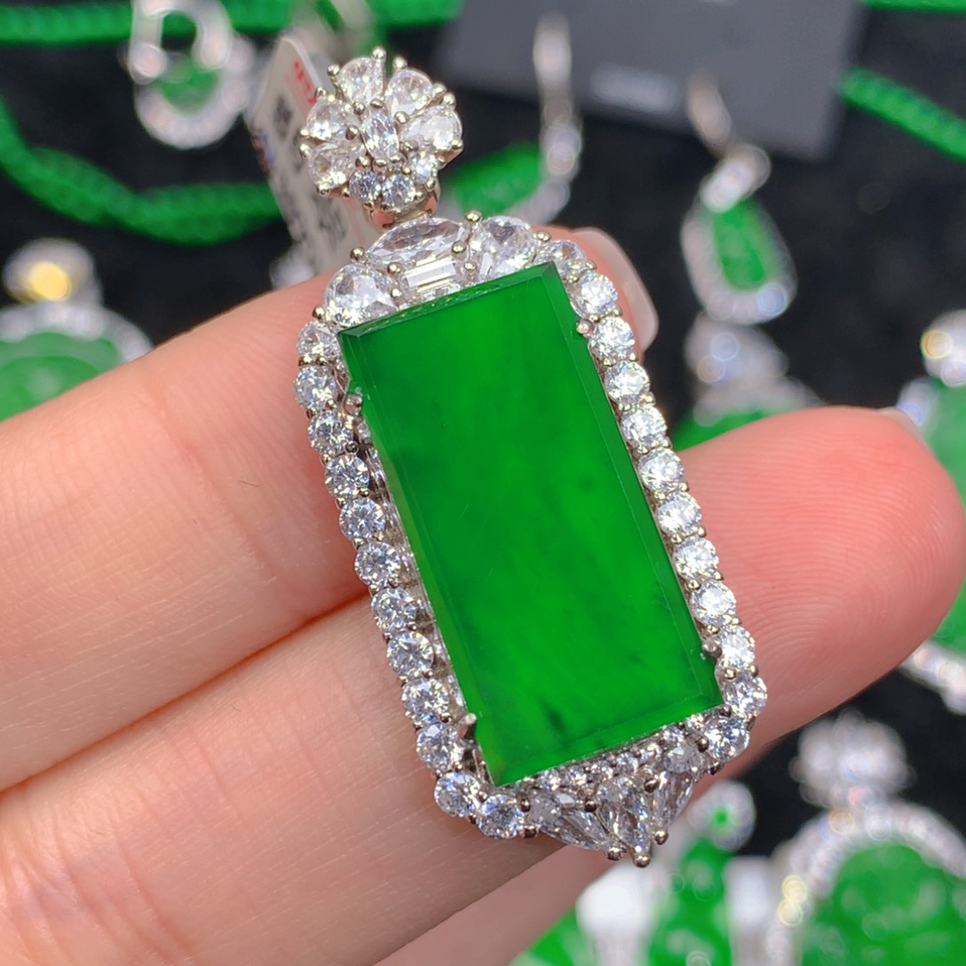 翡翠吊坠(不含链)银S925镶嵌