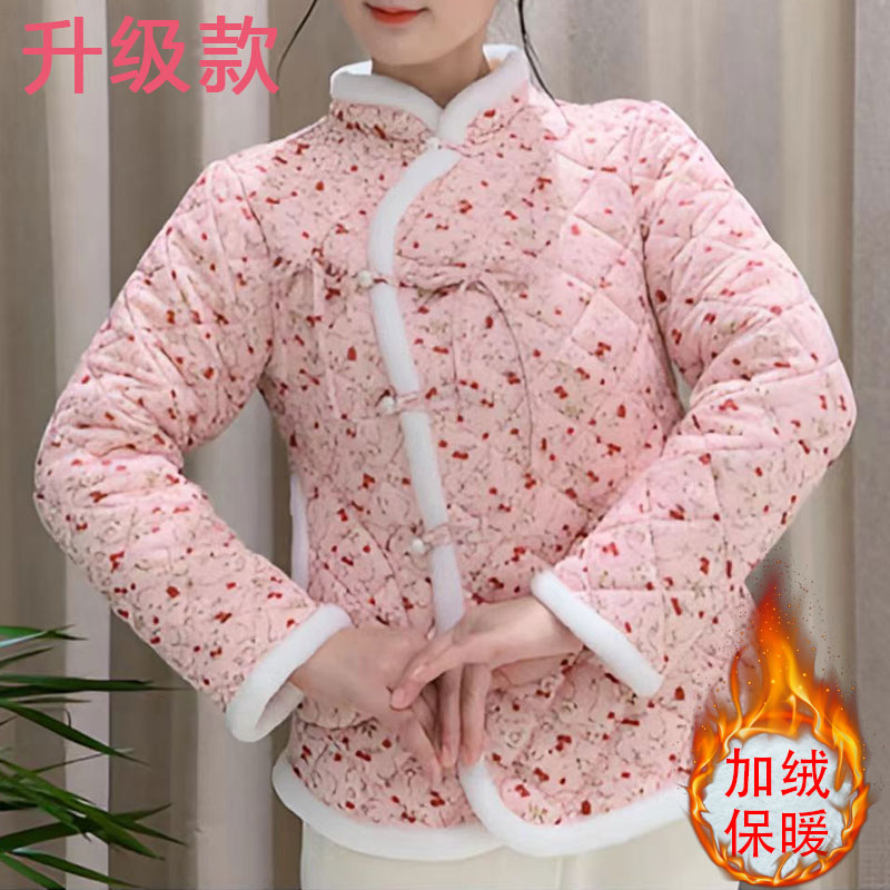 春节新款女大学生保暖棉服中式国风棉衣外套复古碎花加绒加厚棉袄