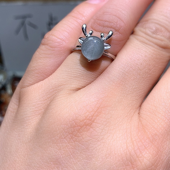 水晶戒指银S925镶嵌水晶