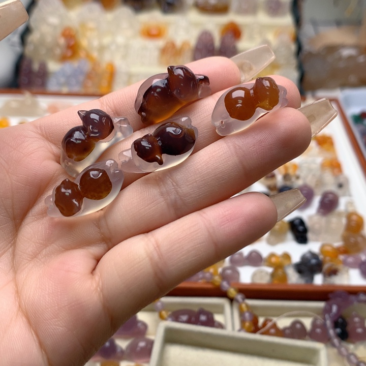 玛瑙/玉髓未镶嵌玛瑙草花趴趴猫