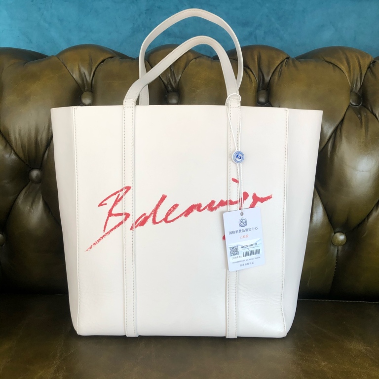 95新 Balenciaga/巴黎世家 安洁利严选 白色托特单肩包 WHL409243