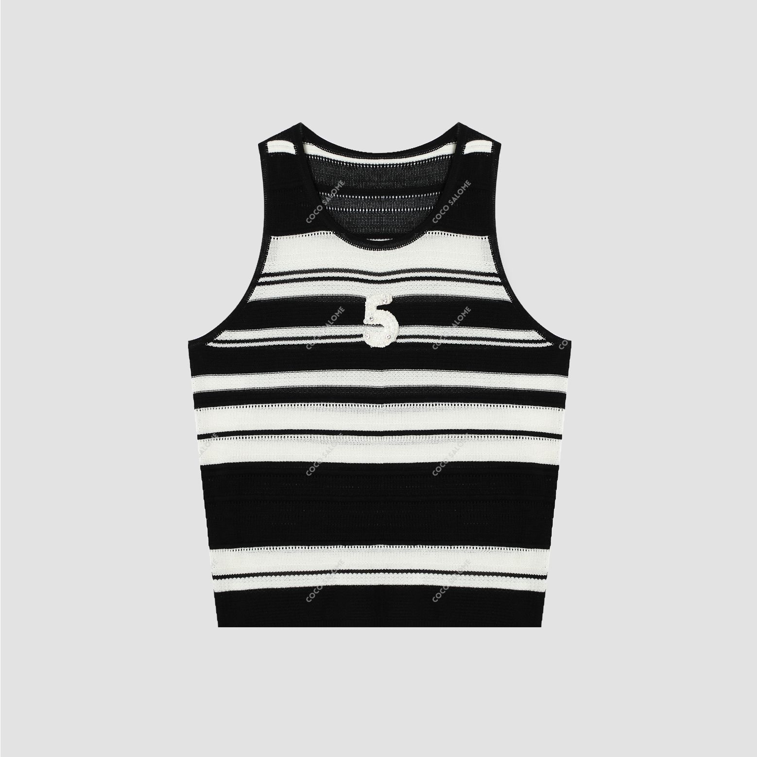 安安推荐【黑白线条】莱赛尔夏季条纹针织背心凉感时尚MYS51120556K