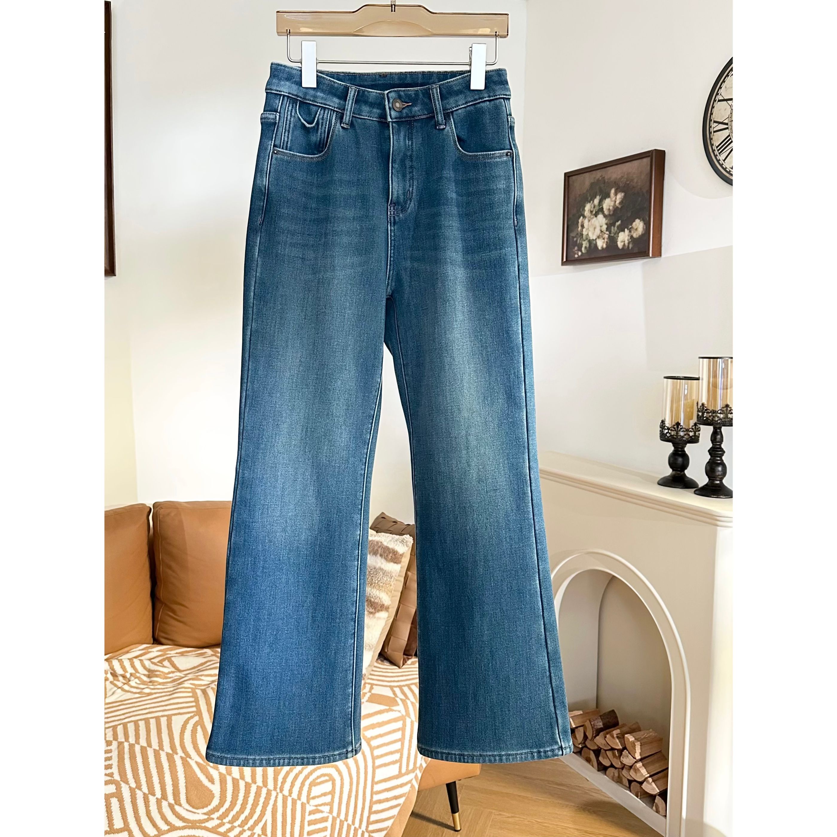 【腿精牛仔】路蔓法加绒加厚细腻柔软四面弹百搭微喇牛仔裤MF-2248