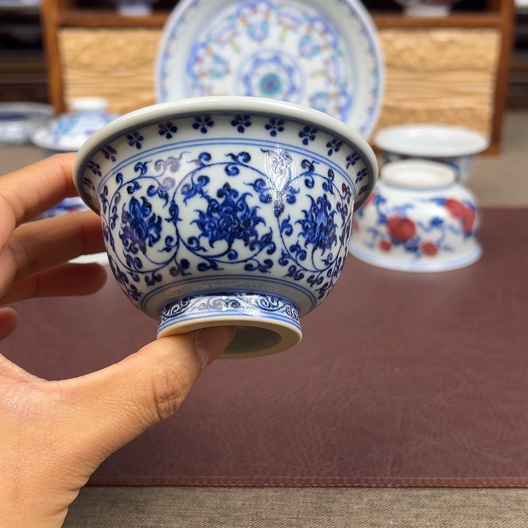 杯子景德镇缠枝莲花大压手杯