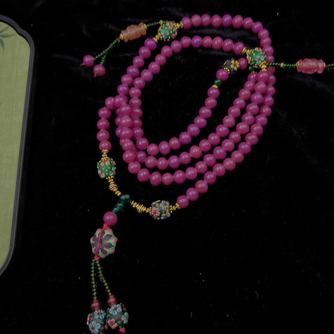 粉色琉璃项链 复古百搭