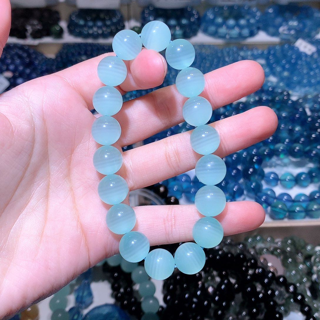 水晶手链未镶嵌?**?绿纹石薄荷绿色11mm