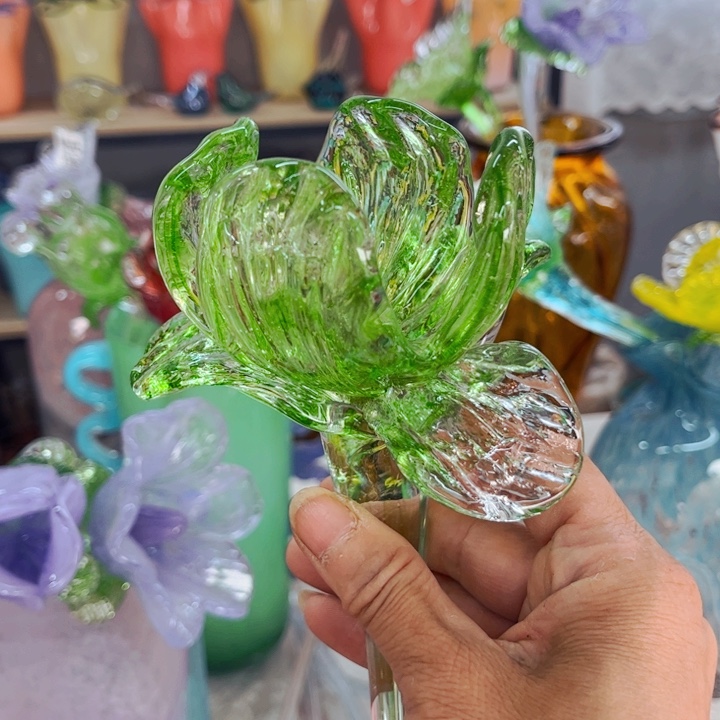 玻璃冰绿花 花瓶家悦美居