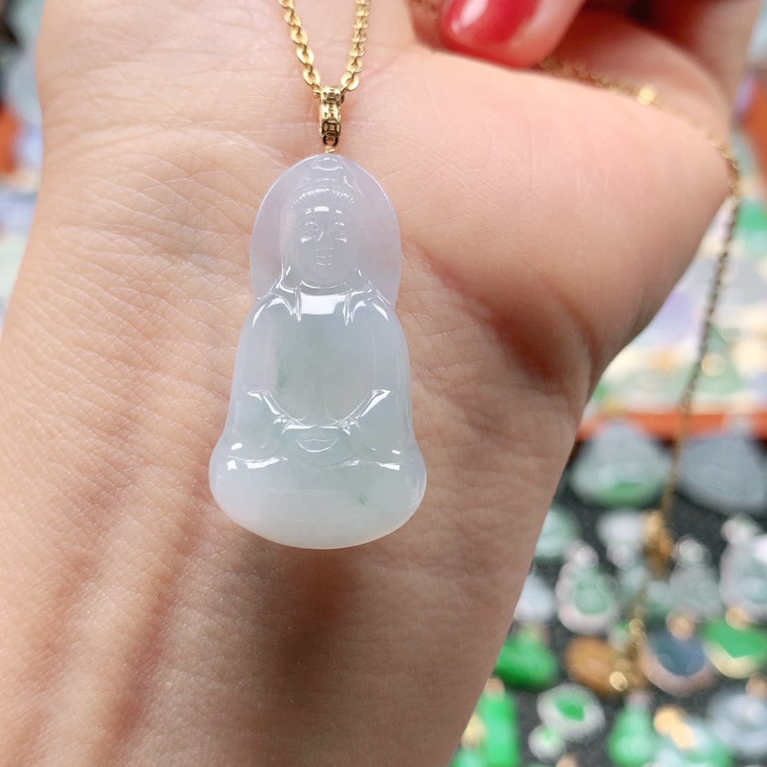 翡翠18K金镶嵌吊坠(不含链)