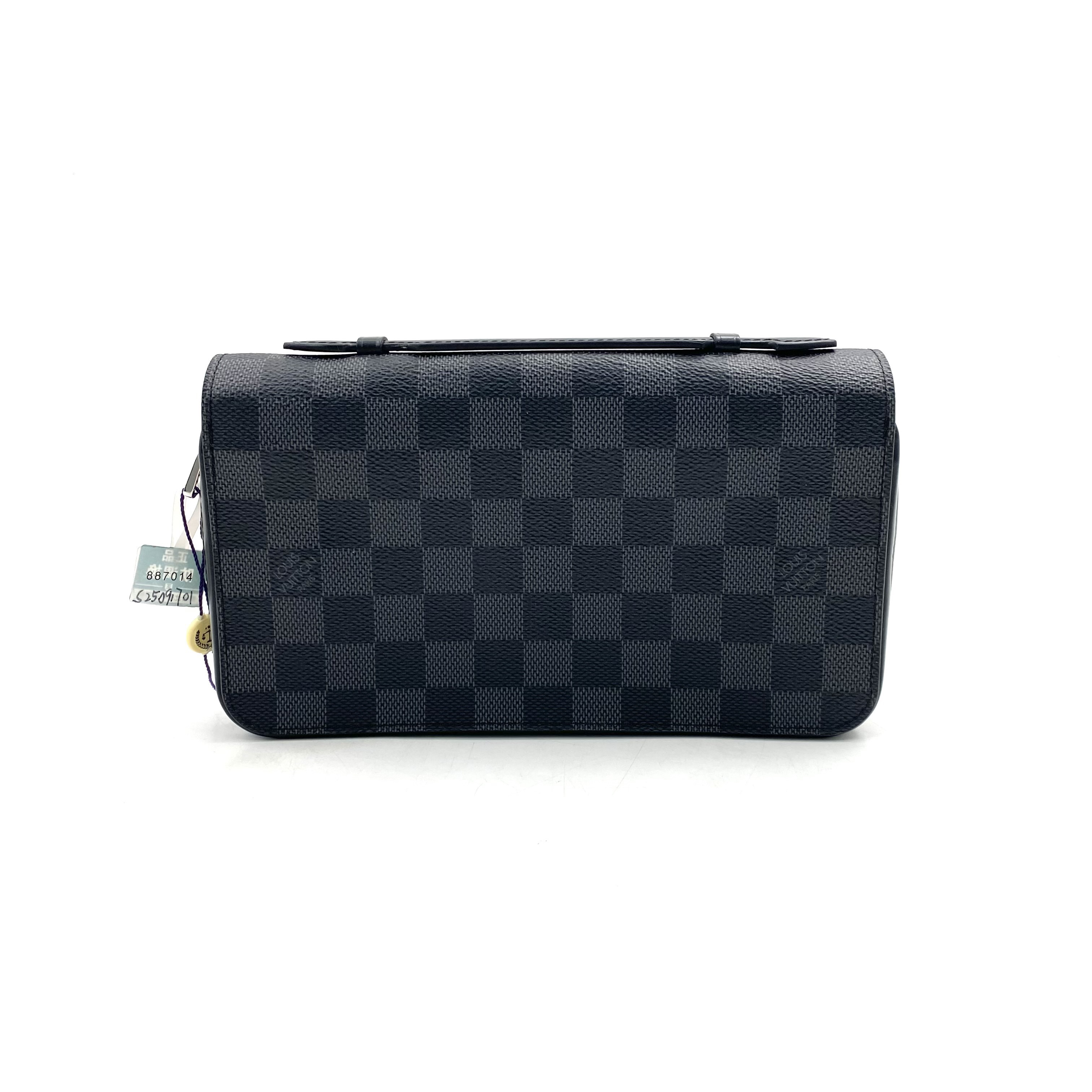 99新 LouisVuitton/路易威登 黑棋盘格zippy xl手拿包 22/13 男款