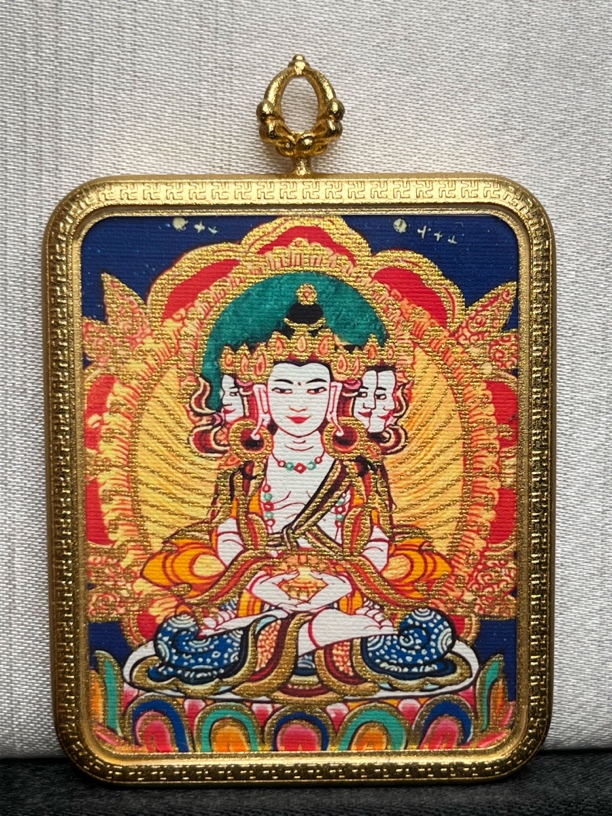 铜质属羊 本命 大日如来 唐卡吊坠