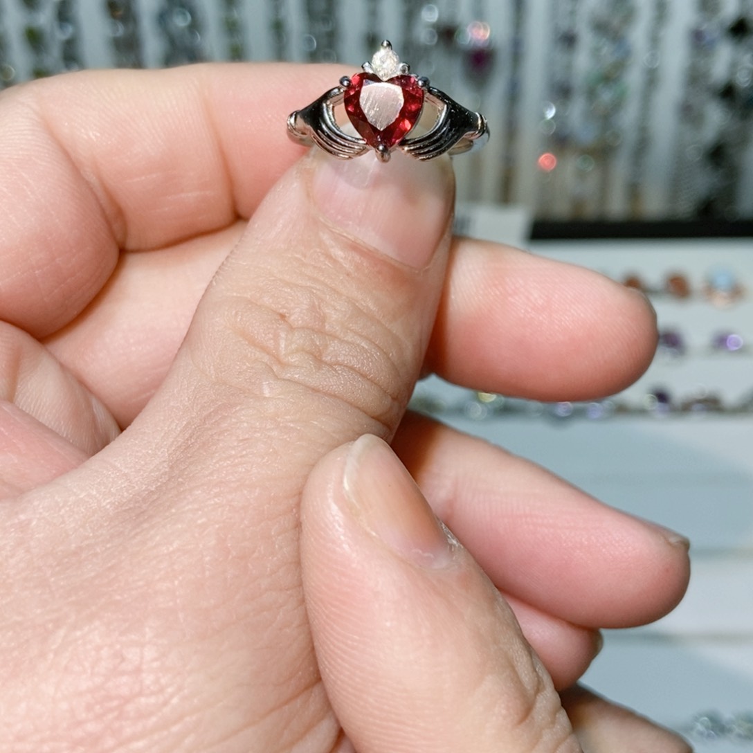 绿水晶戒指银S925镶嵌