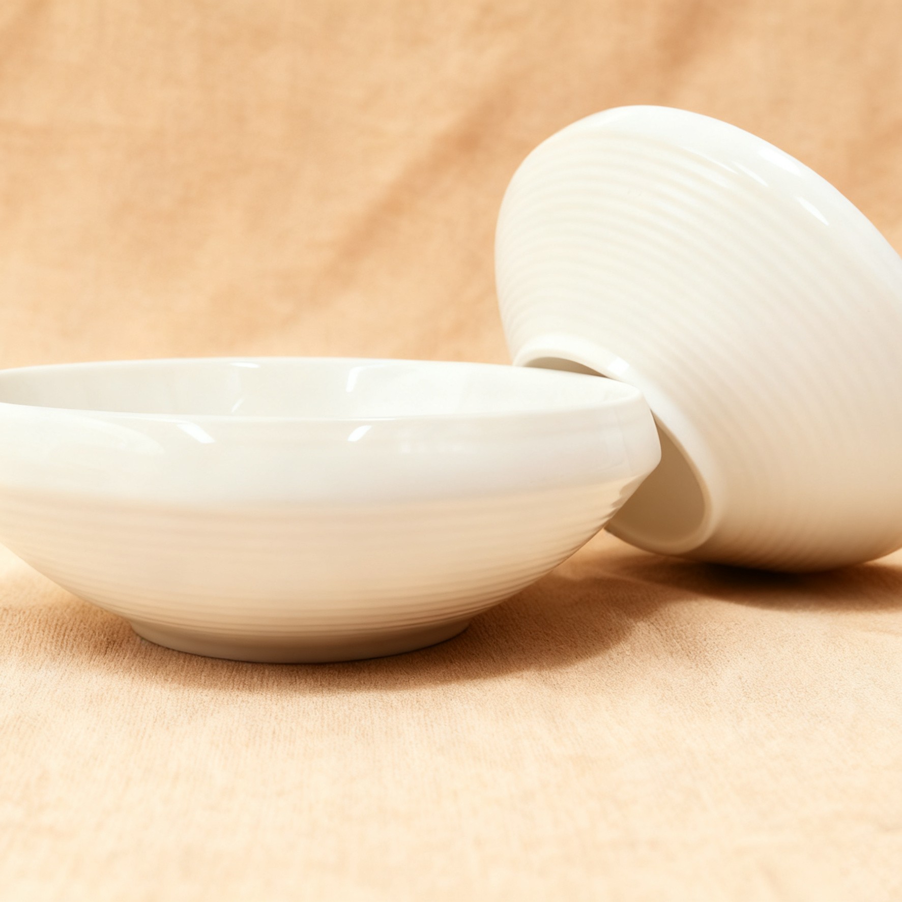 拉丝汤盘高温瓷可进微波炉洗碗机八英寸家常菜盘子两个装【微瑕】