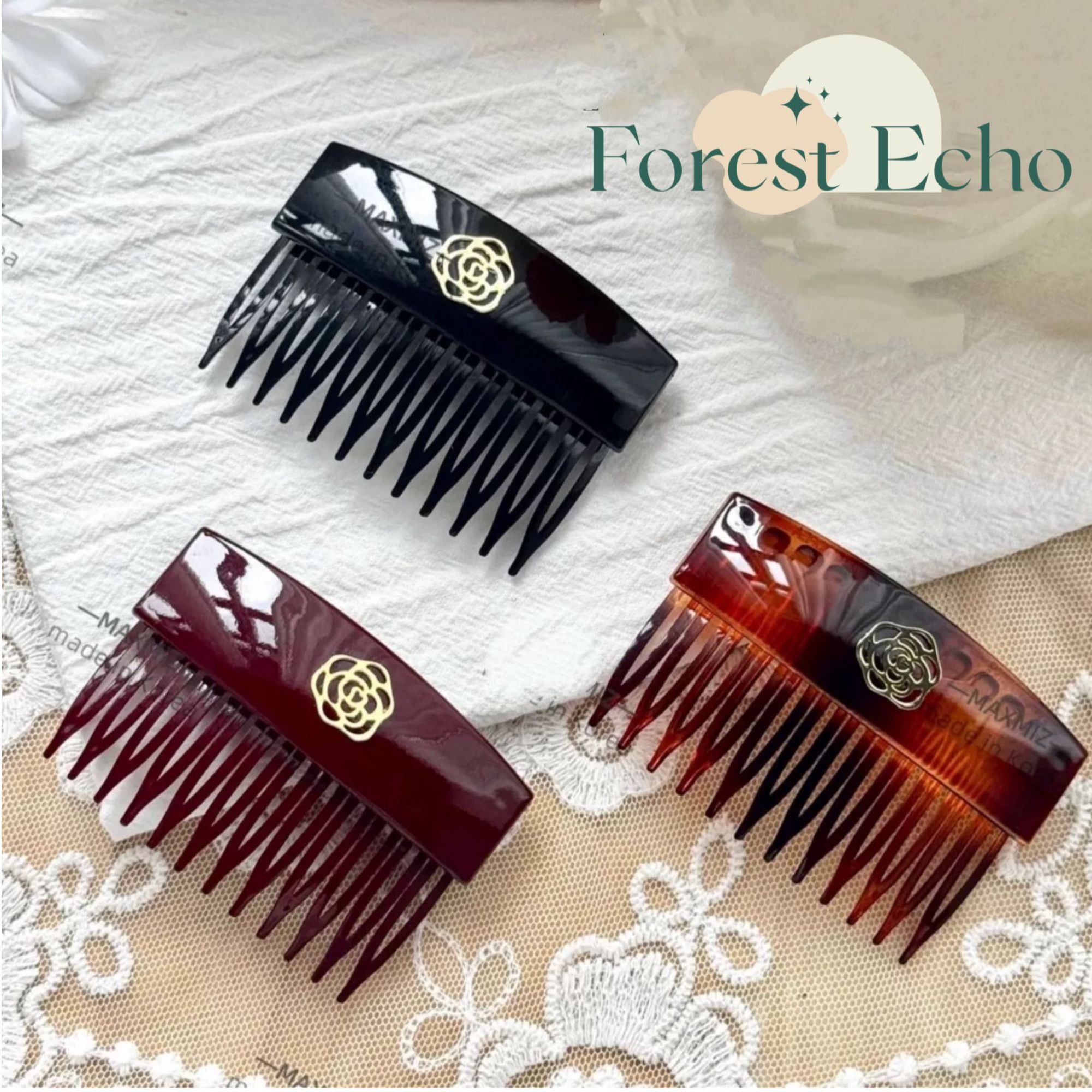  Forest Echo 上新 柜柜同款 山茶花高级感琥珀流光风倒插梳04