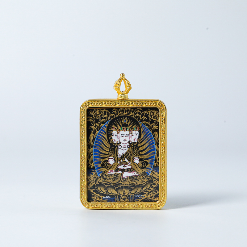 天然矿料-尼泊尔画师纯手绘-大日如来唐卡约40*63*8mm11231123-15