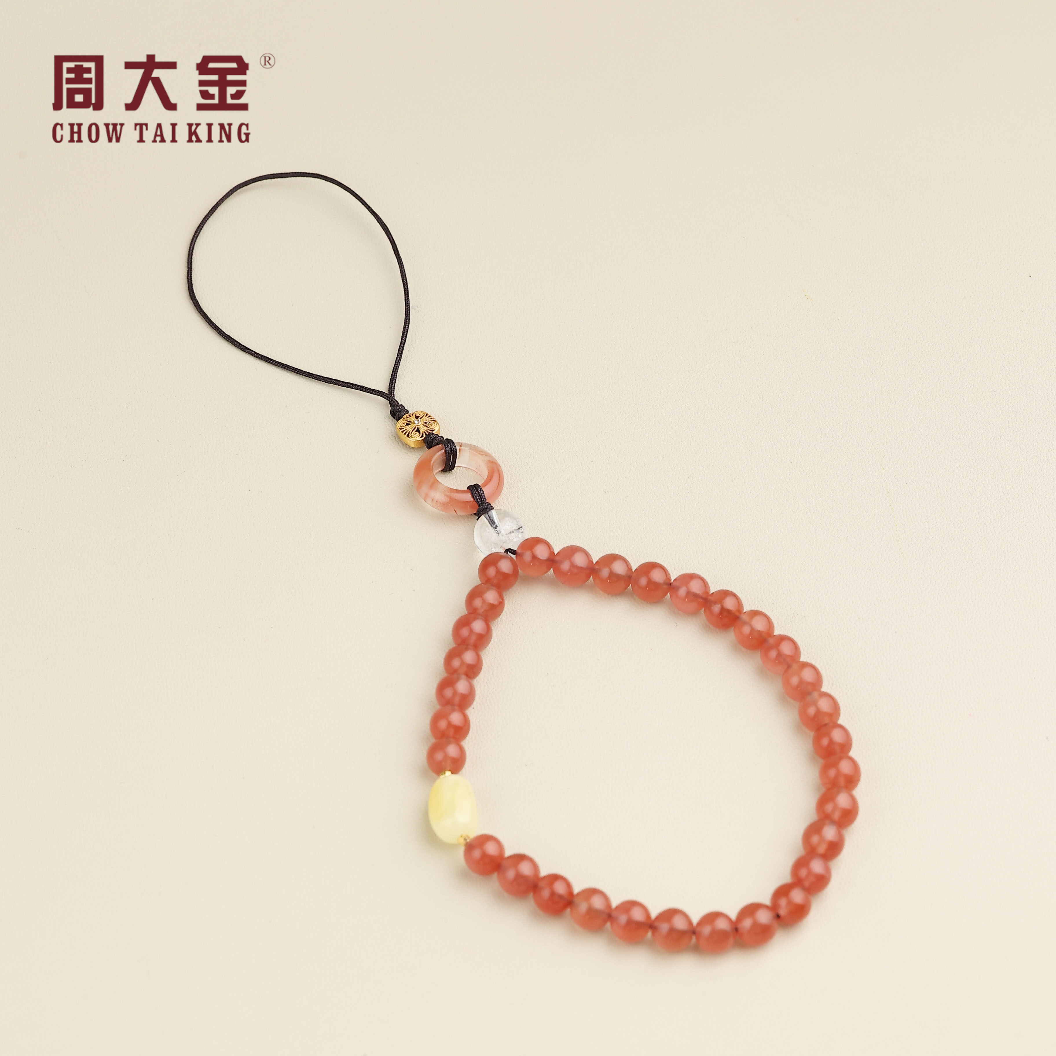 【周大金玉石】S925银南红手串（手机挂）-S4770-菲